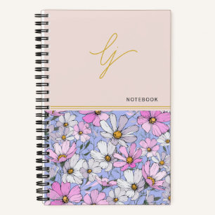 Elegantes goldenes Monogramm Schriftzug rosa blaue Notizbuch