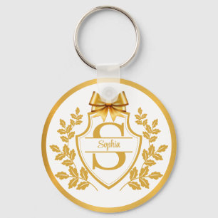 Elegantes goldenes Monogramm-Wappen, personalisier Schlüsselanhänger