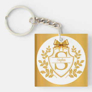 Elegantes goldenes Monogramm-Wappen, personalisier Schlüsselanhänger