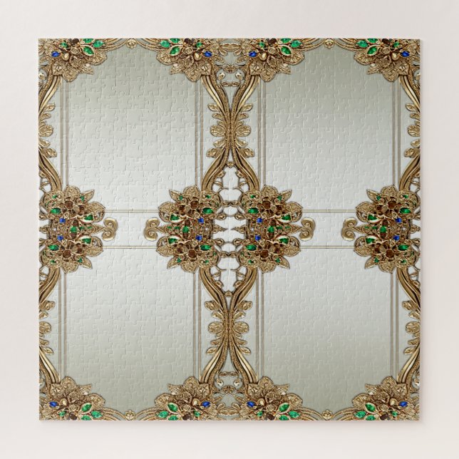 Elegantes goldenes ornamentales Puzzle (Vertikal)