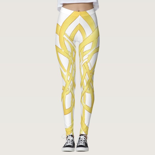 Elegantes goldenes Ornamentmuster-Design Leggings (Vorderseite)
