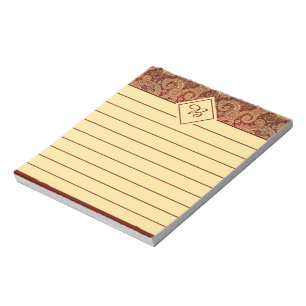 Elegantes goldenes Paisleynotizbuch Notizblock