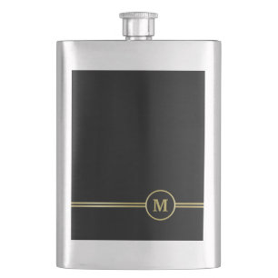 Elegantes goldenes personalisiertes Monogramm auf Flachmann