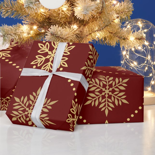 Elegantes goldenes Schneeflocken-Muster Geschenkpapier (Feiertage)