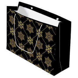 Elegantes goldenes Schneeflocken-Muster Große Geschenktüte