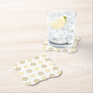 Elegantes goldenes Schneeflocken-Muster Untersetzer