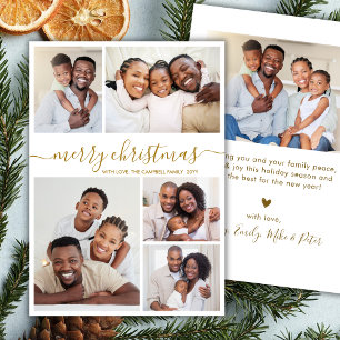 Elegantes goldenes Schrift-5-Foto-Collage-Christma Feiertagskarte