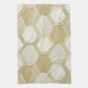 Elegantes goldenes Sechseckmuster - Marmor 2 Geschirrtuch