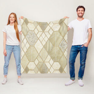 Elegantes goldenes Sechseckmuster - Marmor 4 Fleecedecke