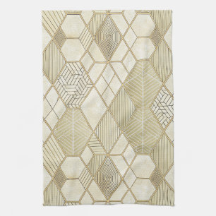 Elegantes goldenes Sechseckmuster - Marmor 4 Geschirrtuch