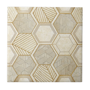 Elegantes goldenes Sechseckmuster - Marmor Fliese