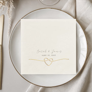 Elegantes goldenes Seil Herz Hochzeit Serviette