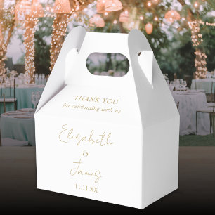 Elegantes goldenes Skript Hochzeit Danke Geschenkschachtel