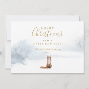Elegantes goldenes Skript Weihnachten Winter Fuchs