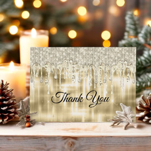 Elegantes goldenes tropfendes Glitter Dankeskarte