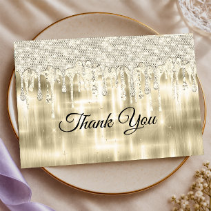 Elegantes goldenes tropfendes Glitter Dankeskarte