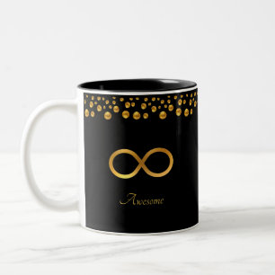 Elegantes goldenes Unendlichkeitssymbol & Konfetti Zweifarbige Tasse