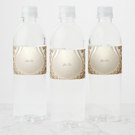 Elegantes goldenes, verziertes Blumen-Wasserflasch Wasserflaschenetikett