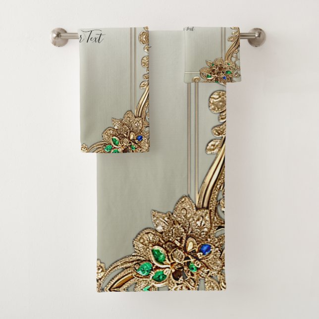 Elegantes goldenes verziertes Handtuchset Badhandtuch Set (Insitu)