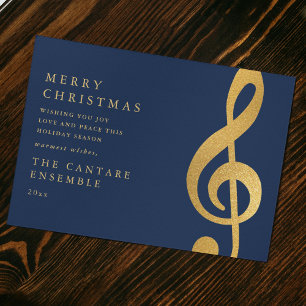 Elegantes goldenes Violinschlüssel-Weihnachten Nic Feiertagskarte