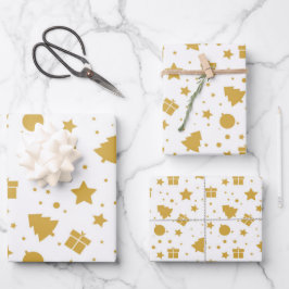 Elegantes Goldenes Weihnachtsbaum Geschenkpapier Set