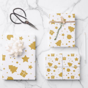 Elegantes Goldenes Weihnachtsbaum Geschenkpapier Set