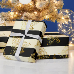 Elegantes goldenes Weihnachtsbaummuster Geschenkpapier