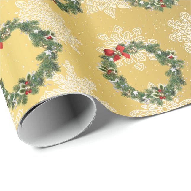 Elegantes goldenes Weihnachtslied Geschenkpapier (Rolleneckpunkt)
