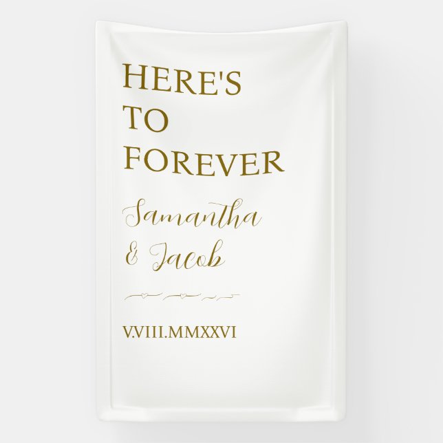 Elegantes goldenes Willkommensschild zur Hochzeit  Banner (Vertikal)