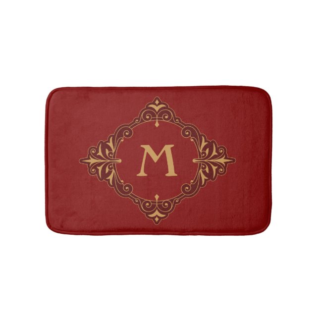 Elegantes goldfarbenes Blumendesign Badematte (Vorderseite)