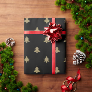 Elegantes goldfarbenes, einfaches Weihnachtsbaummu Geschenkpapier
