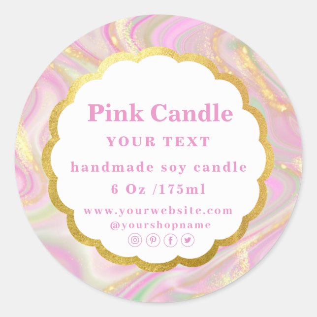 Elegantes goldfarbenes Marmorlabel Runder Aufkleber (Vorderseite)