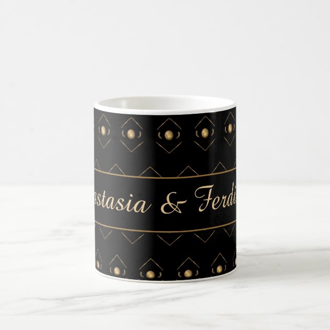 Elegantes, goldfarbenes Muster personalisieren Kaffeetasse (Mittel)