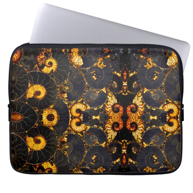 Elegantes, goldfarbenes nautilus Design Laptopschutzhülle (Vorderseite)