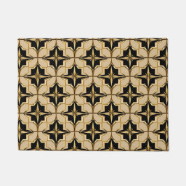 Elegantes goldfarbenes und schwarzes geometrisches fußmatte