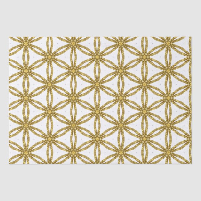 Elegantes goldfarbenes und weißes geometrisches Mu Seidenpapier (Vorderseite)