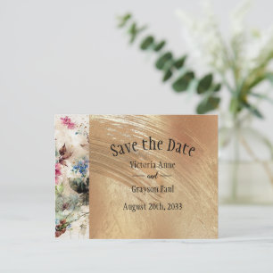 Elegantes goldfarbenes Wasser Save the Date Ankündigungspostkarte