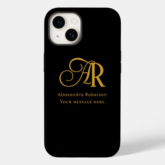 Elegantes Goldfarbenmonogramm und Name Case-Mate iPhone Hülle (Rückseite)