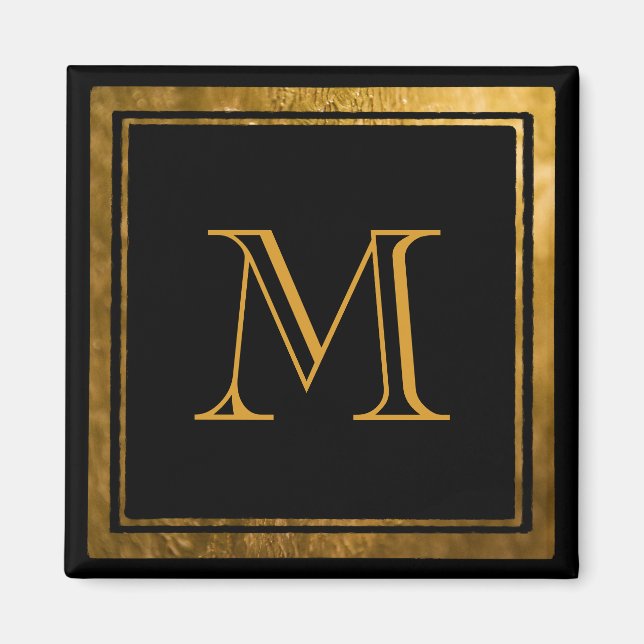 Elegantes Goldfoil Monogramm Magnet (Vorne)