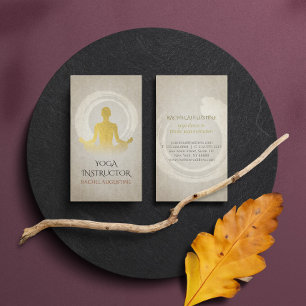 Elegantes Goldfolie-Yoga-Meditationspose-ZEN-Symbo Visitenkarte