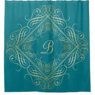 Elegantes Goldfolien-Blick Scrollwork Skript auf Duschvorhang