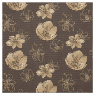 Elegantes Goldfolien-Blumenmuster Stoff