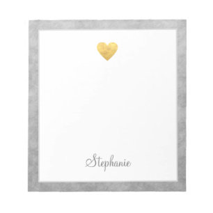 Elegantes Goldfolien-Herz moderne Schrift personal Notizblock