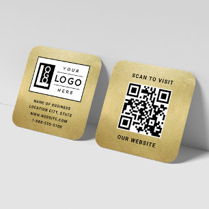 Elegantes Goldfolien-Logo-QR-Code-Website Quadratische Visitenkarte