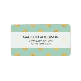 Elegantes Goldfolien-Polka-Punkt-Muster - Adressaufkleber