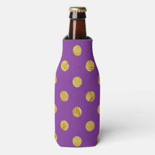 Elegantes Goldfolien-Polka-Punkt-Muster - lila Flaschenkühler