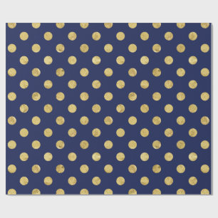 Elegantes Goldfolien-Tupfen-Muster - Gold u. Blau Geschenkpapier