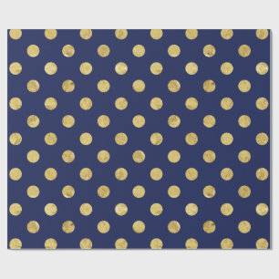 Elegantes Goldfolien-Tupfen-Muster - Gold u. Blau Geschenkpapier