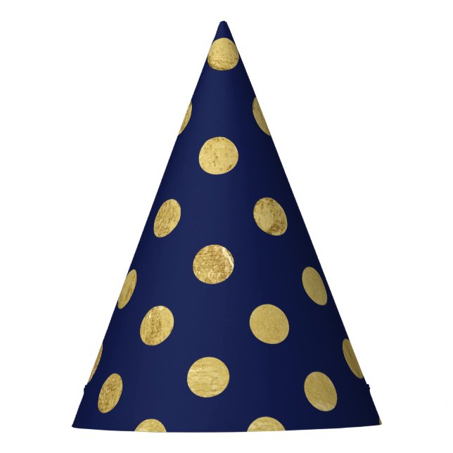 Elegantes Goldfolien-Tupfen-Muster - Gold u. Blau Partyhütchen (Vorderseite)