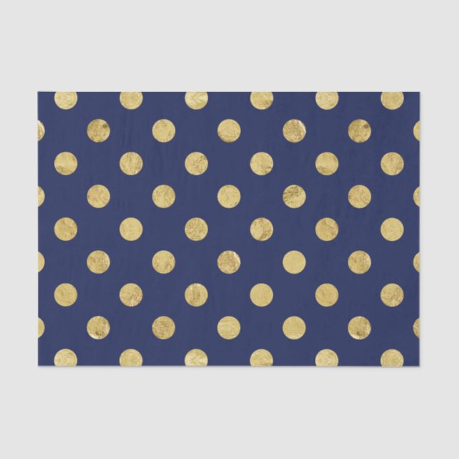 Elegantes Goldfolien-Tupfen-Muster - Gold u. Blau Seidenpapier (Vorderseite)